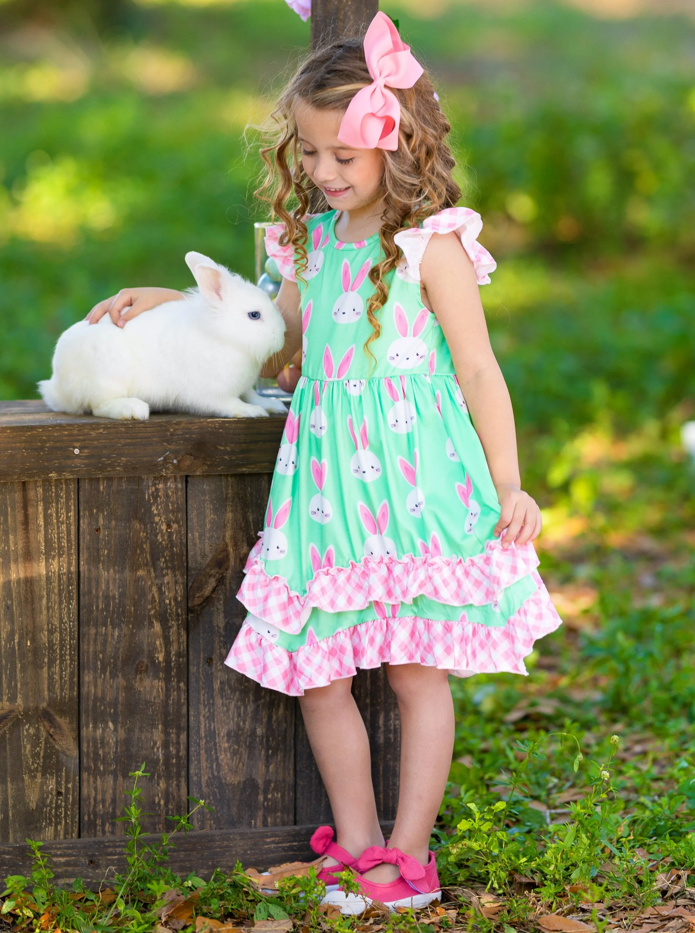 Bunny Gingham Tiered Dress