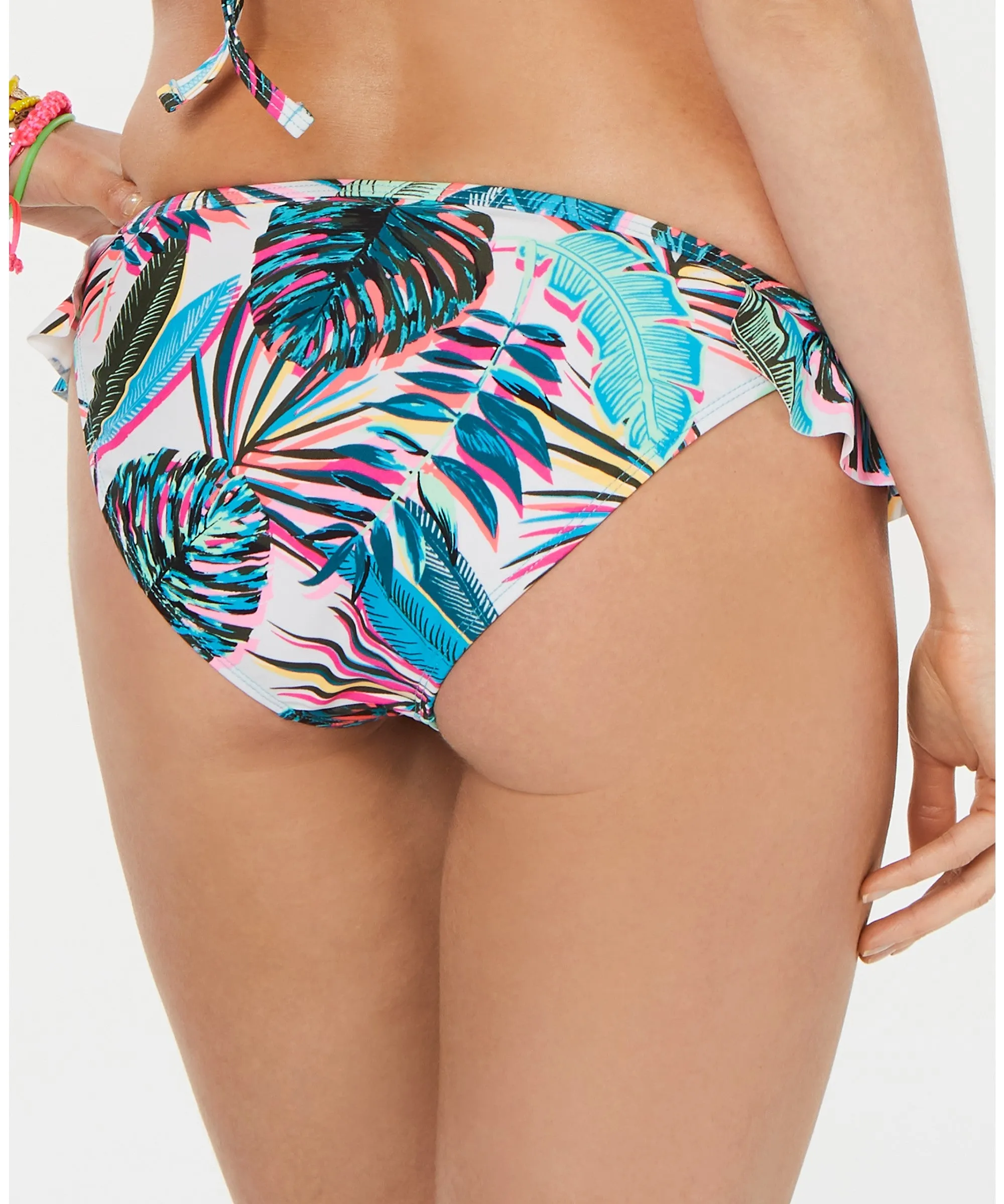 California Waves Juniors' Ruffled Hipster Bikini Bottoms, Multi, M