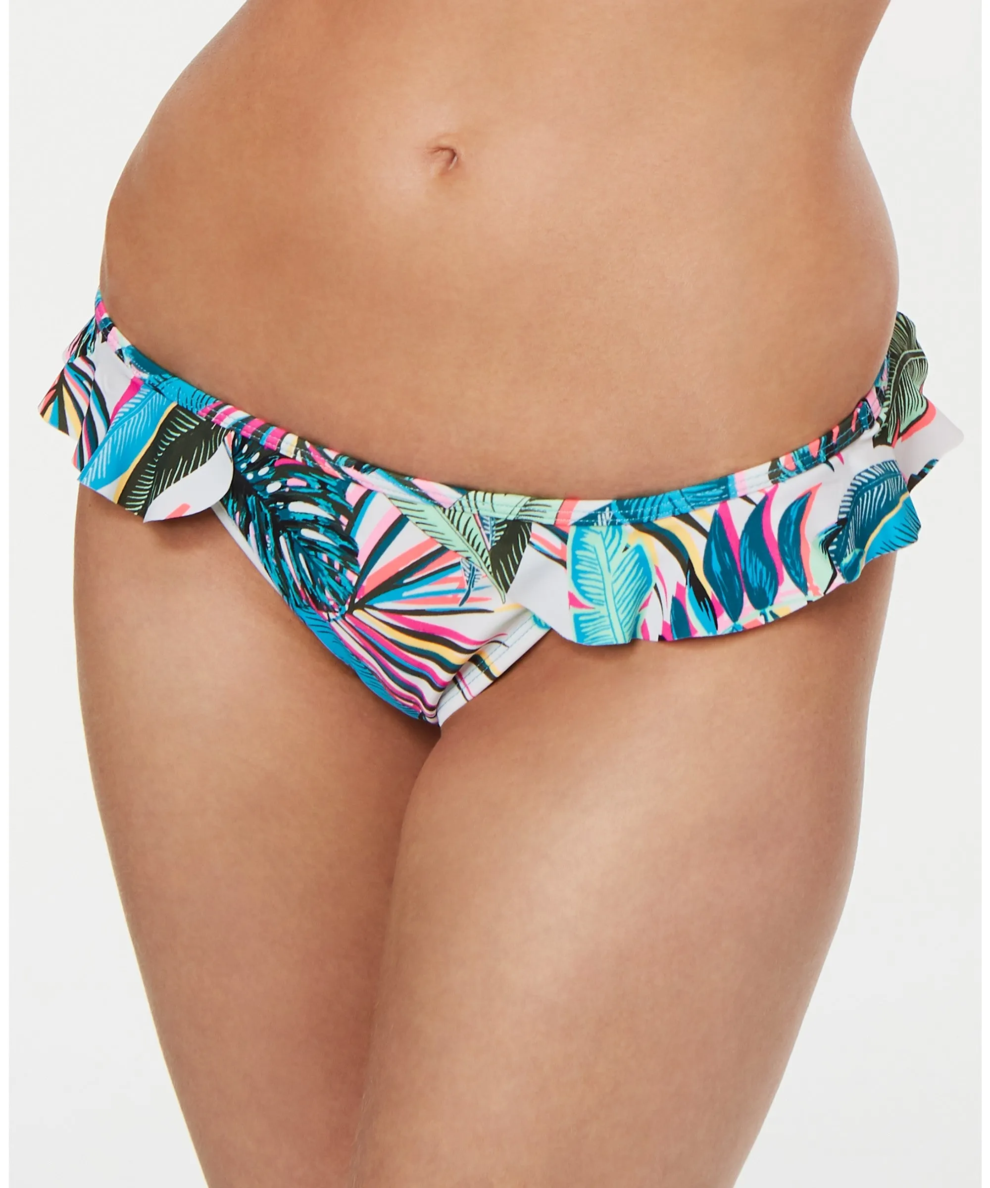 California Waves Juniors' Ruffled Hipster Bikini Bottoms, Multi, M