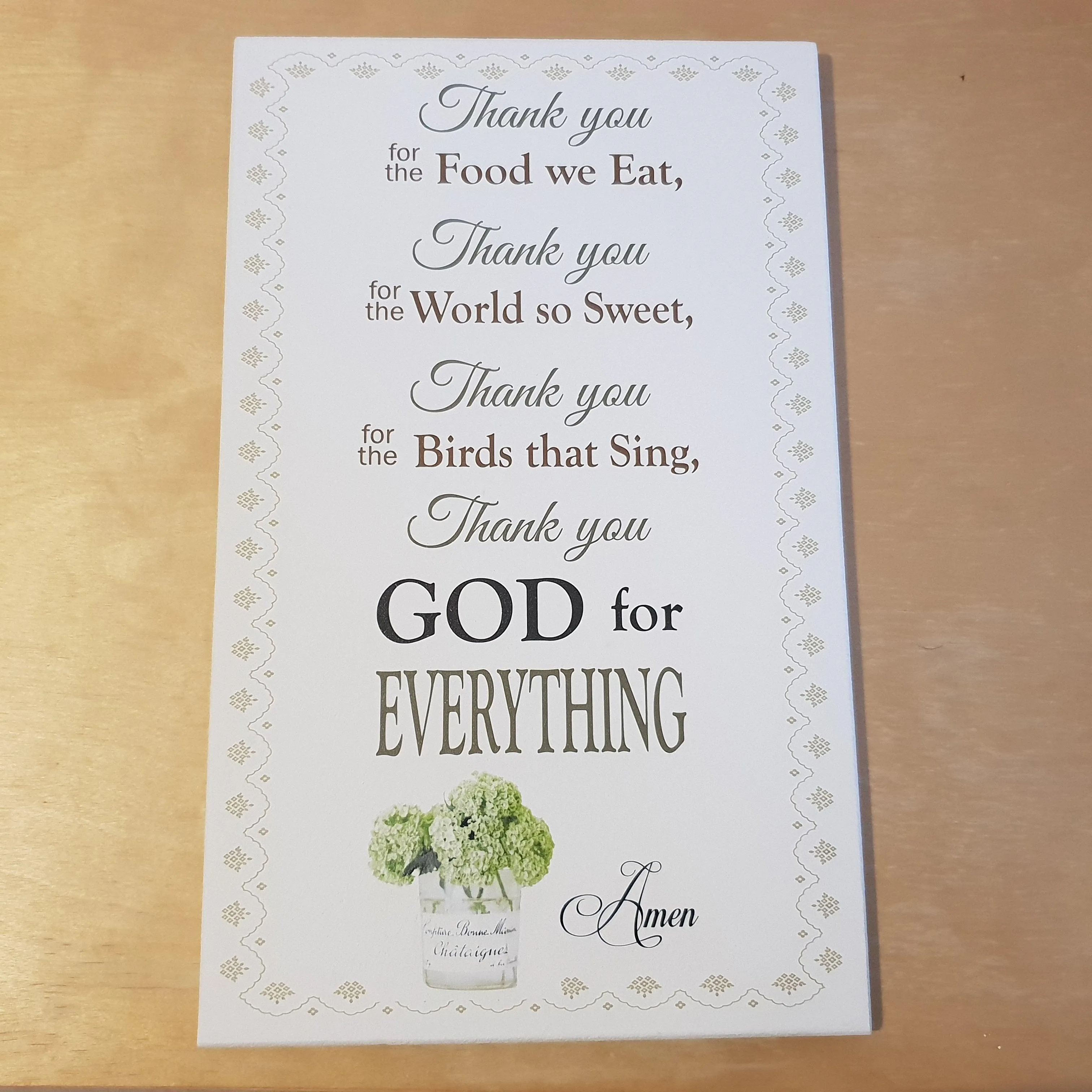 C&F Wooden Thank You For The Food (Grace) Quote Plaque