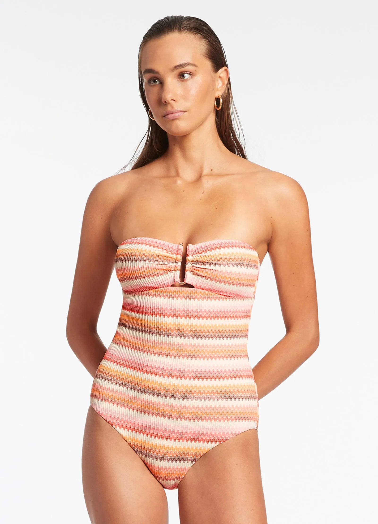 Capri Stripe Bandeau One Piece - Candy