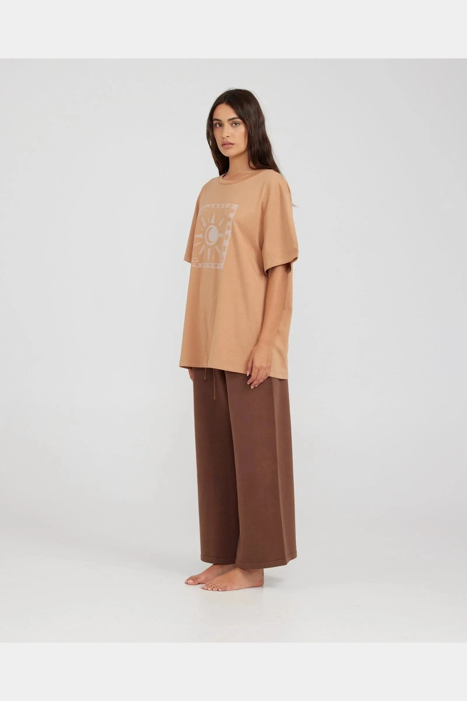 CHARLIE HOLIDAYastro boyfriend tee - brown