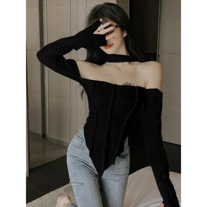 Chic Halter Neck Detachable Sleeves Top