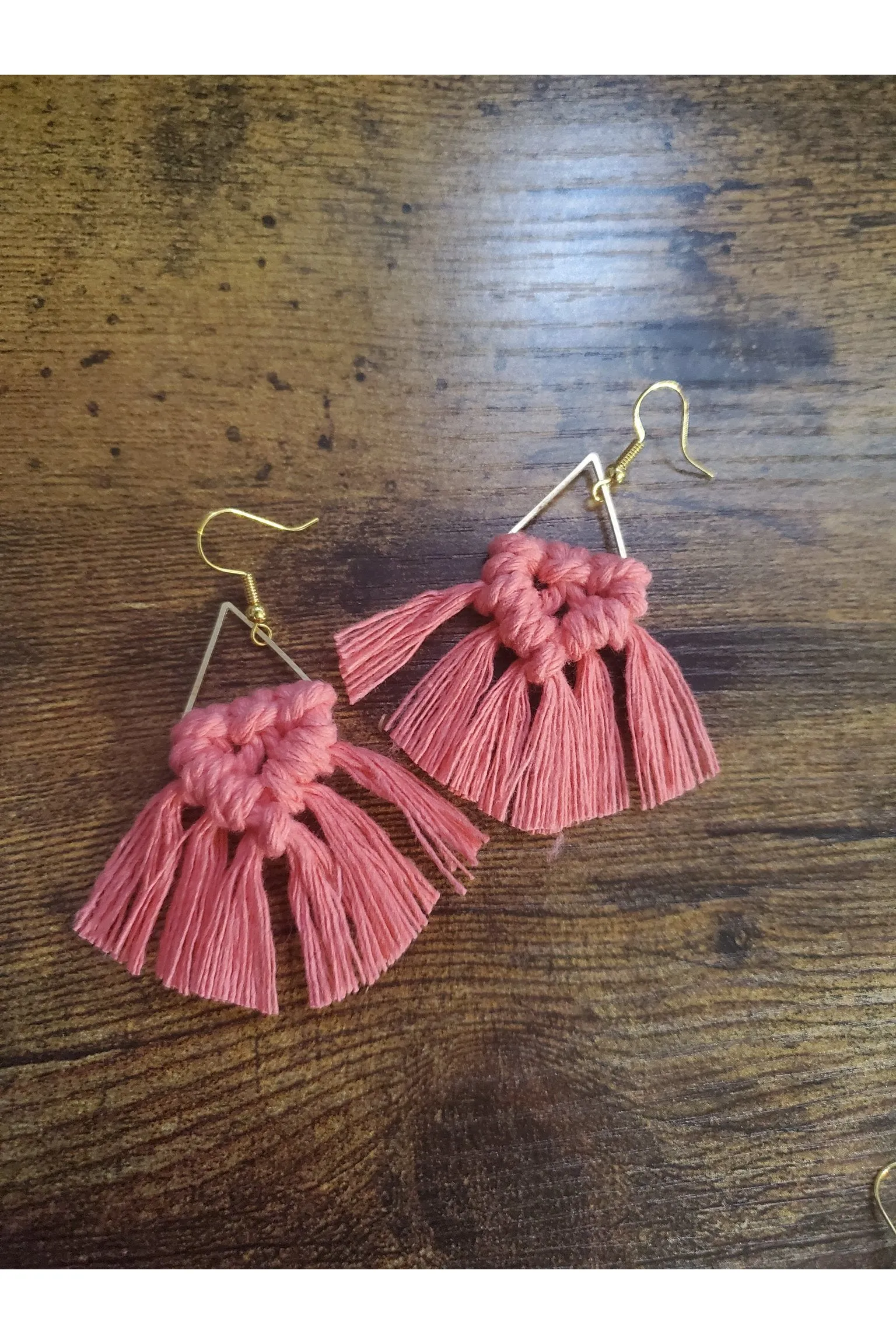 Coral Macrame Earrings