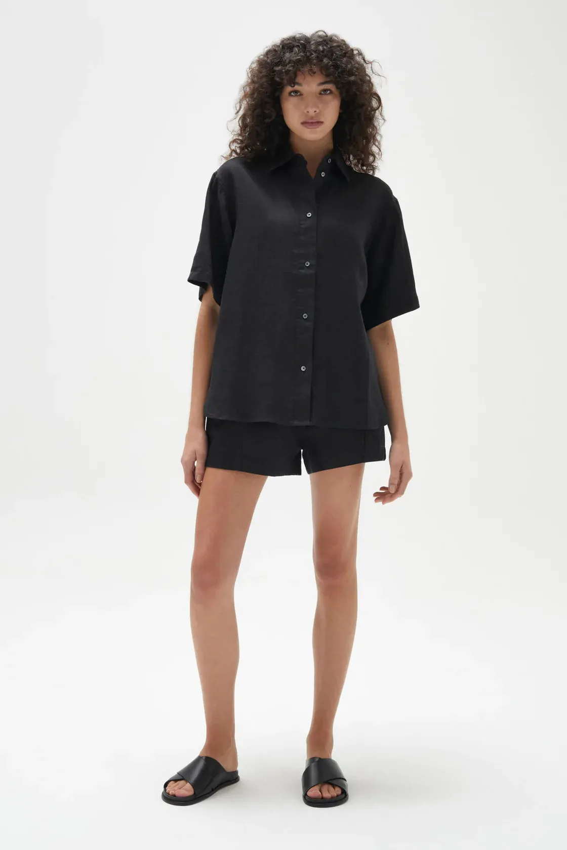 Corine Linen Shirt Black