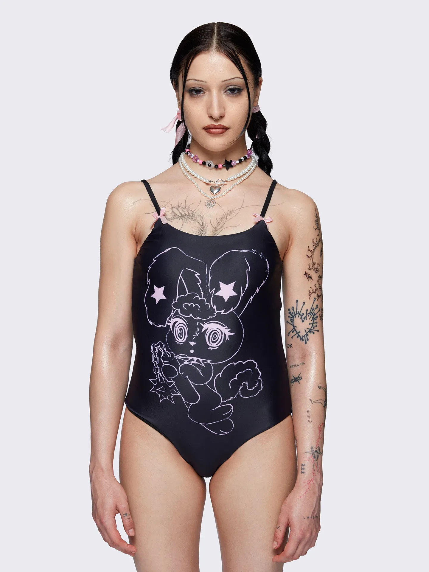 Corsage Cuteness Lace-Up Swimsuit