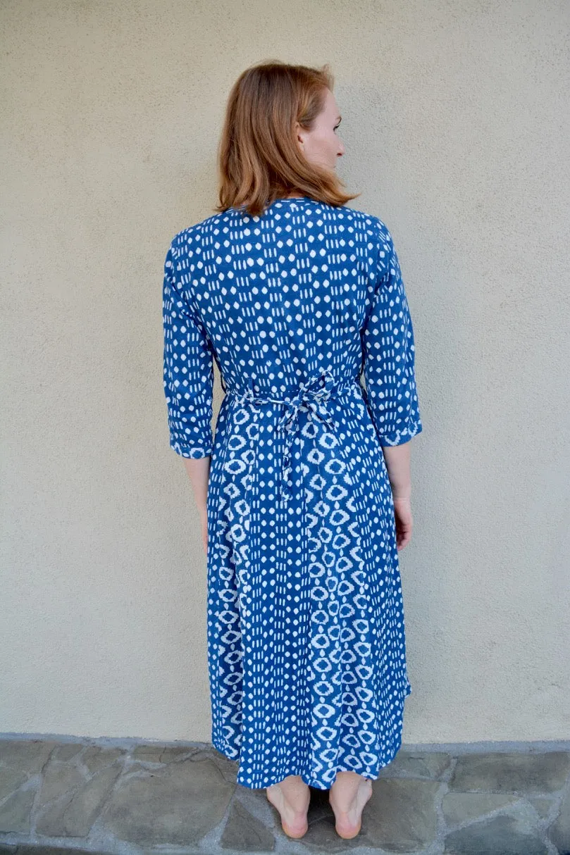 Dabu Printed Indigo Dress