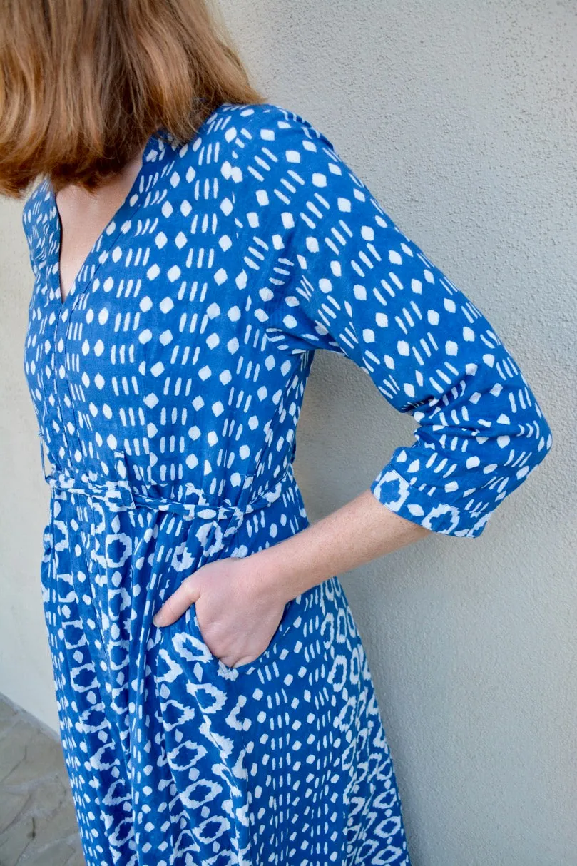 Dabu Printed Indigo Dress