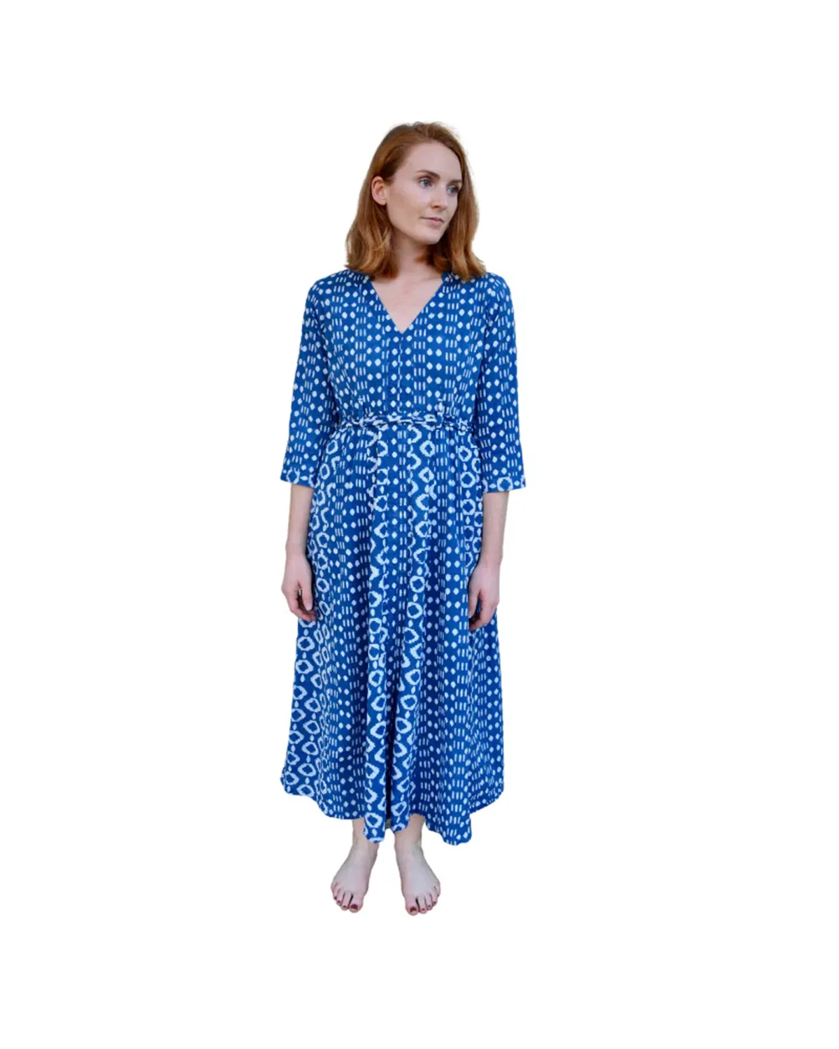 Dabu Printed Indigo Dress