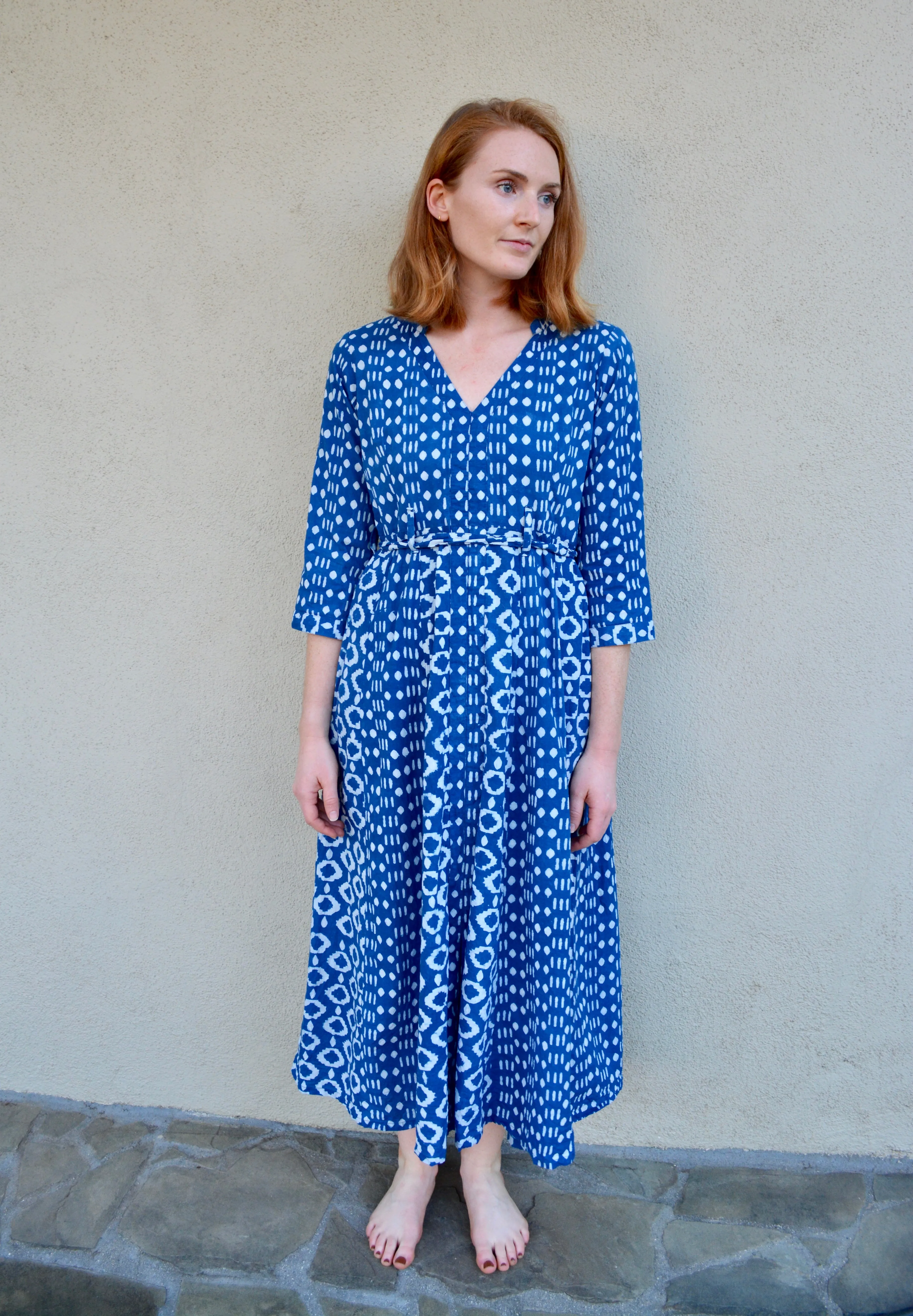 Dabu Printed Indigo Dress