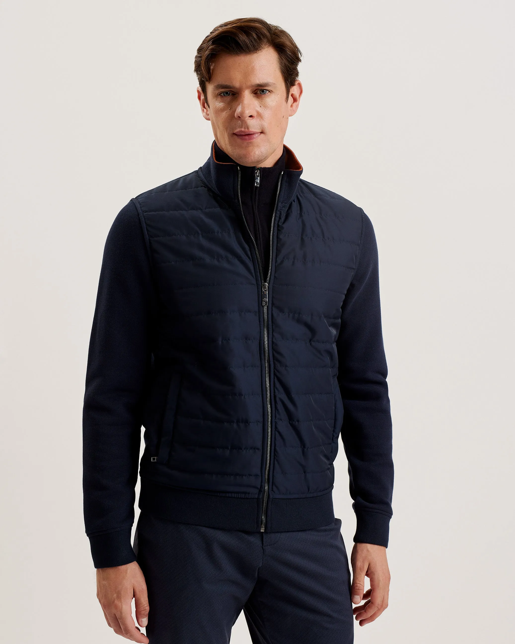 Entil Ls Regular Fit Quilted Funnel Neck Navy