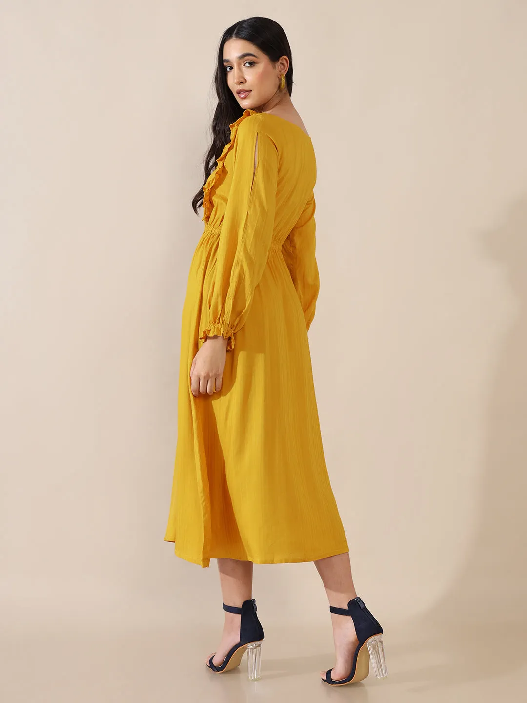 Eva Mustard Ruffled Dress