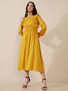 Eva Mustard Ruffled Dress