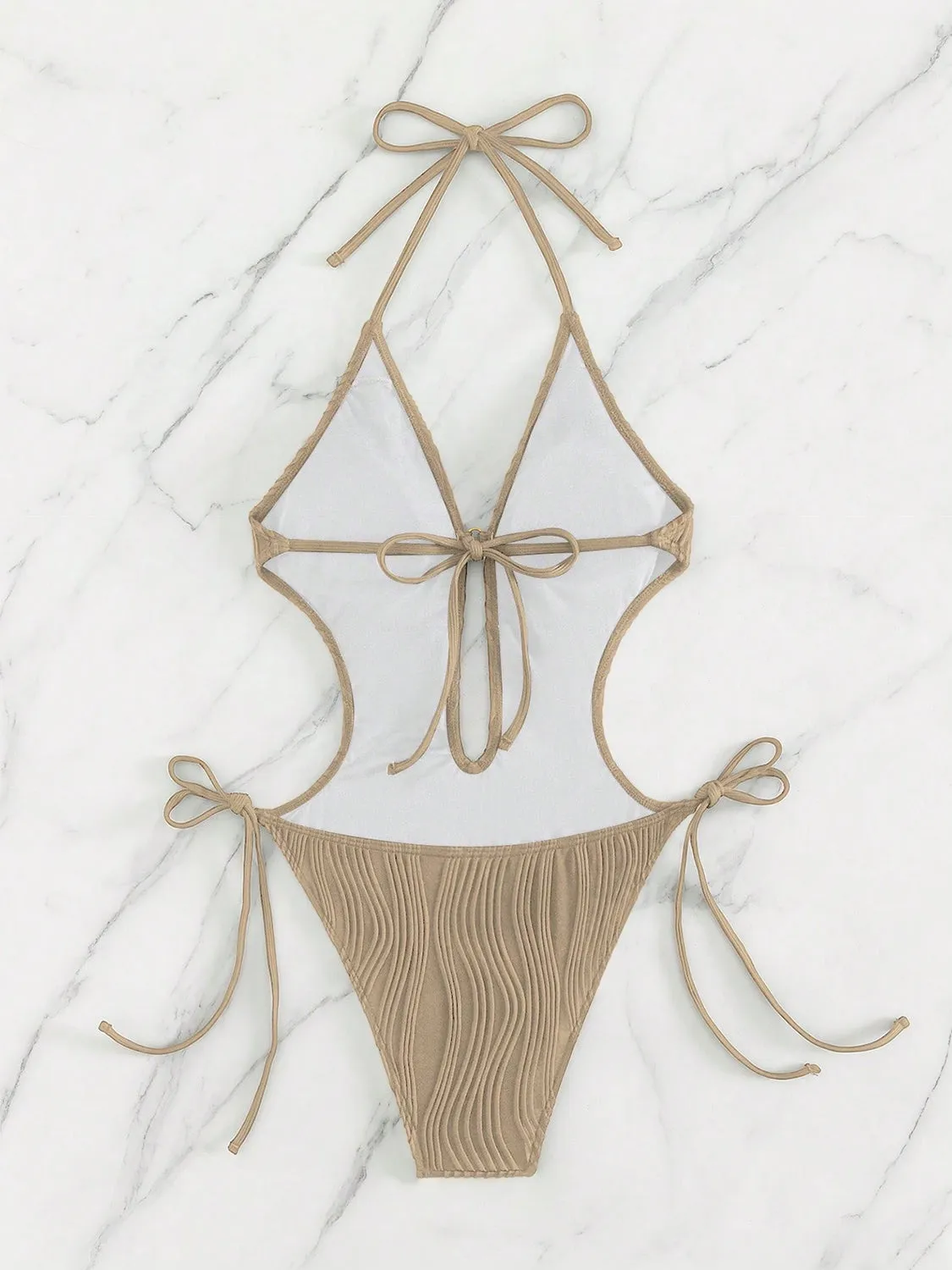 Explore More  Collection - Textured Cutout Tied One-Piece Swimwear