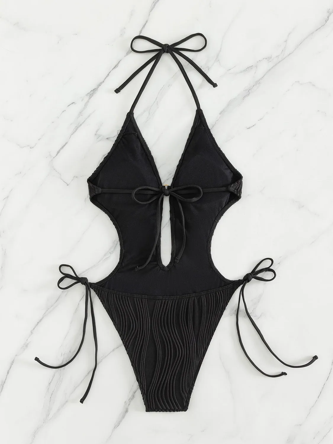 Explore More  Collection - Textured Cutout Tied One-Piece Swimwear