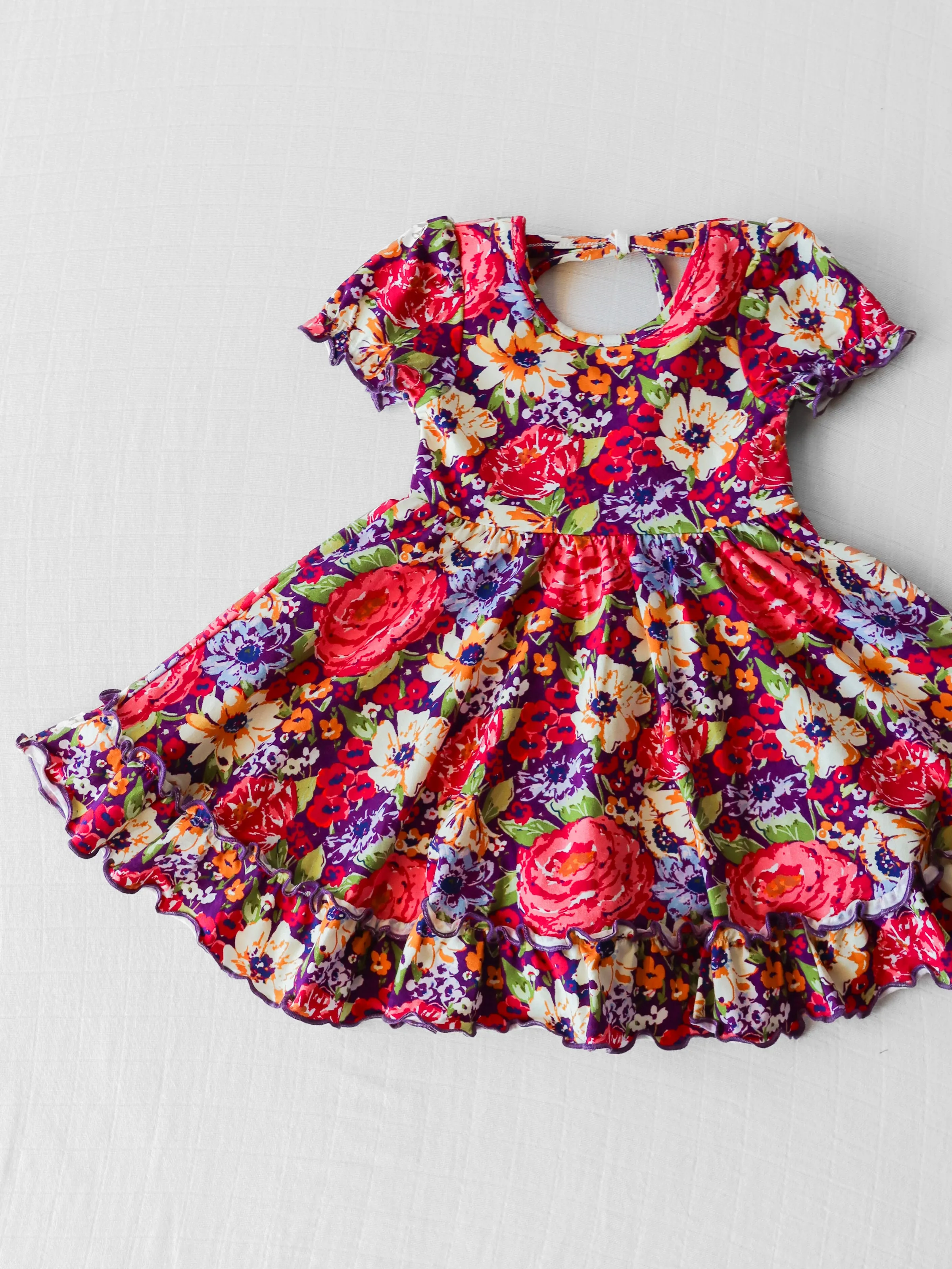 Flair Dress - Plum Floral Meadow