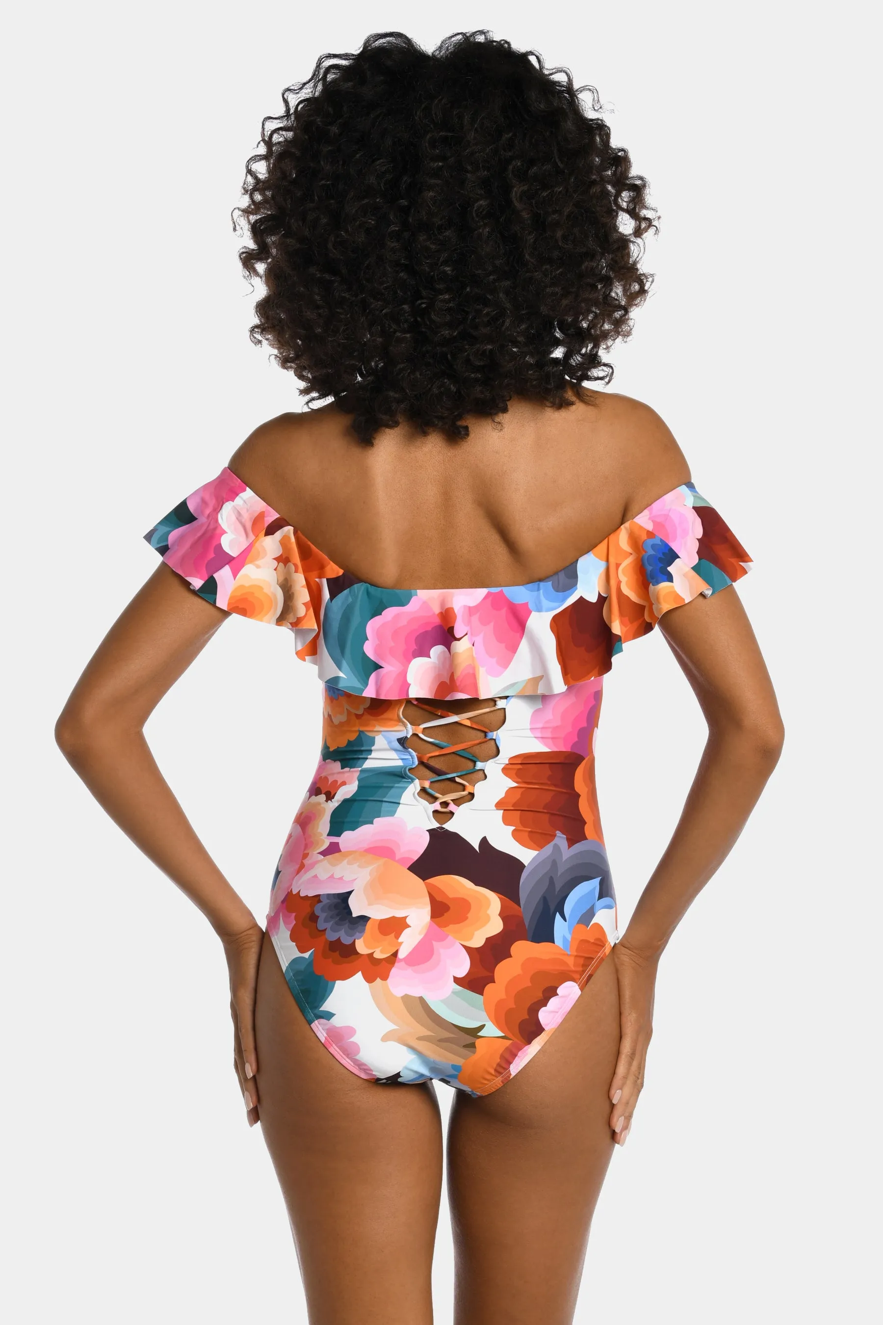 Floral Off The Shoulder One Piece Swimsuit