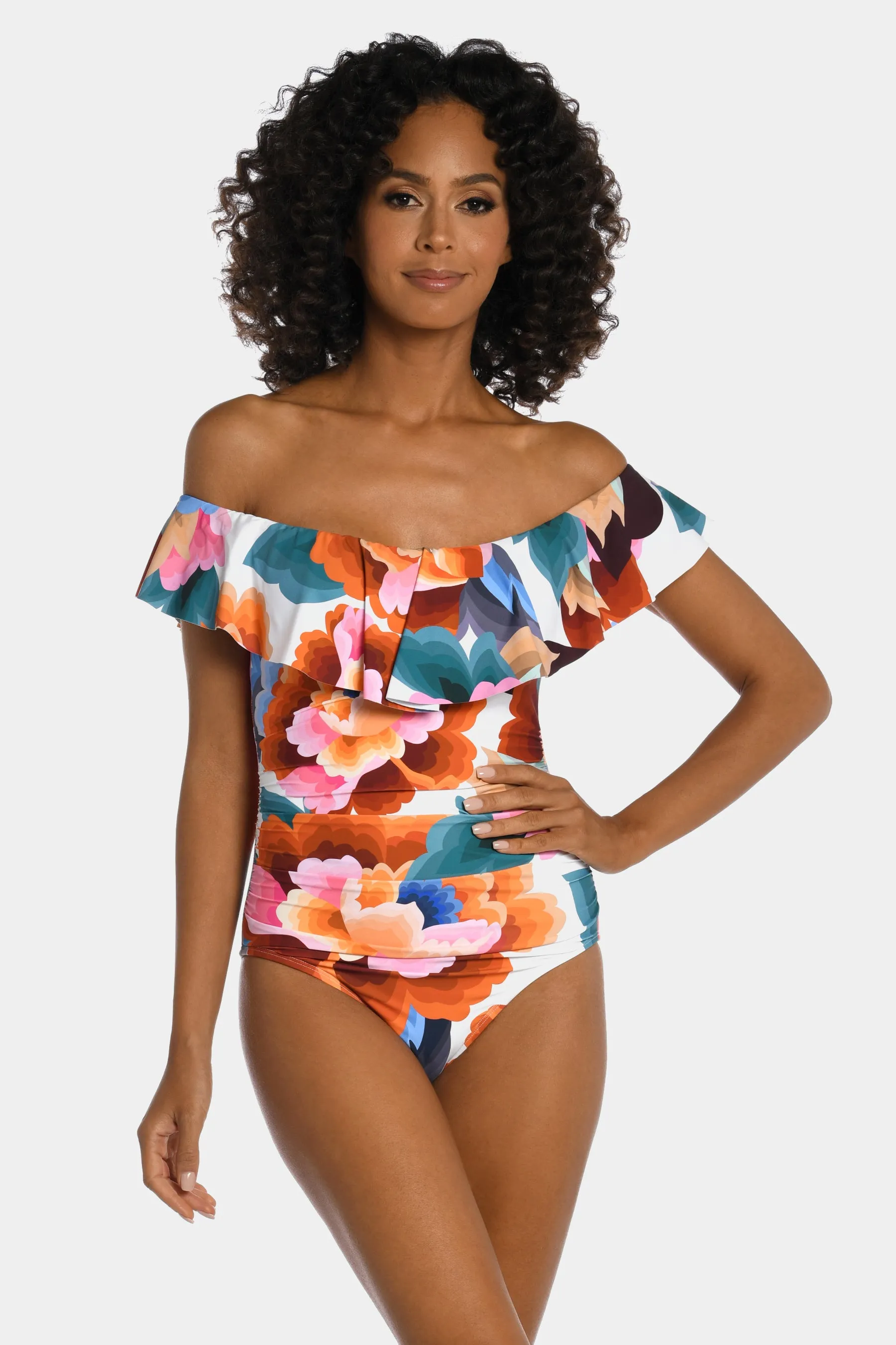 Floral Off The Shoulder One Piece Swimsuit