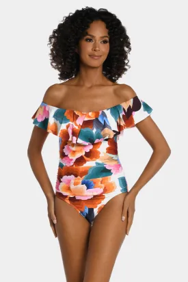 Floral Off The Shoulder One Piece Swimsuit