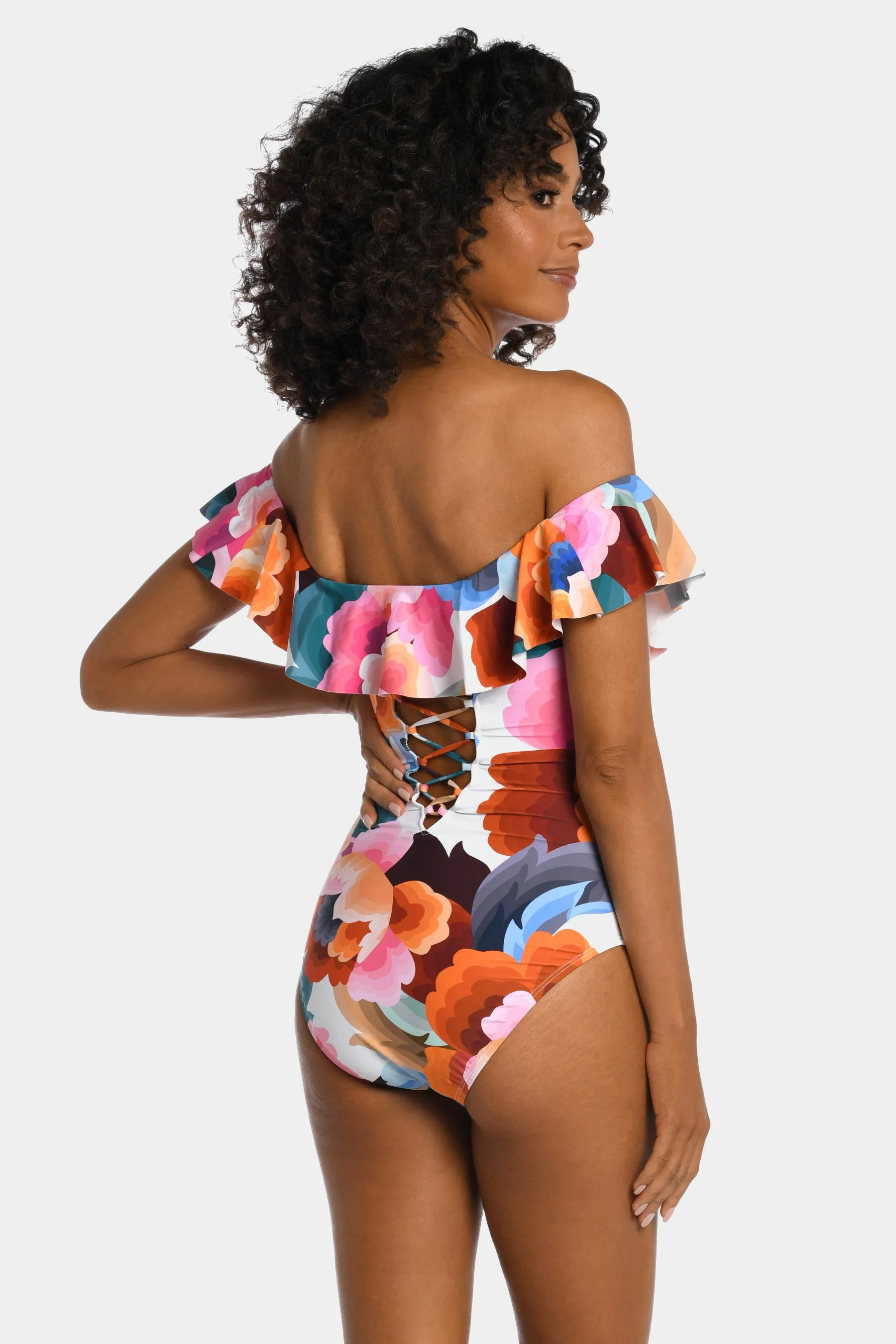 Floral Off The Shoulder One Piece Swimsuit