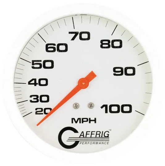 GAFFRIG PART #18001 4 3/4 INCH 100 MPH LIQUID FILLED SPEEDOMETER GAUGE WHITE