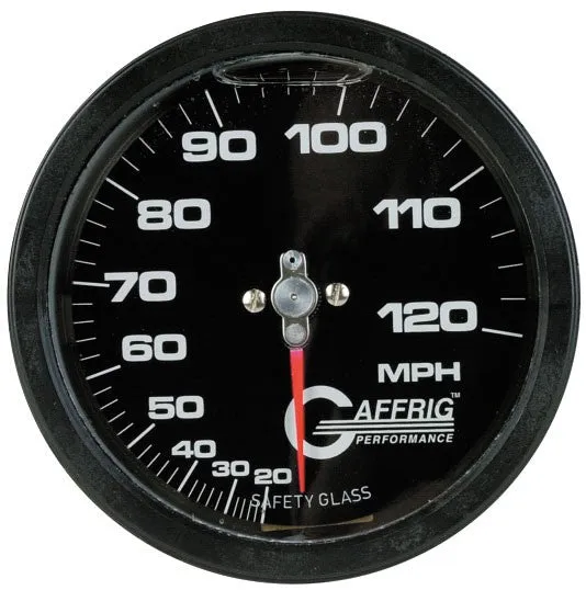 GAFFRIG PART #4104 4 INCH 120 MPH LIQUID FILLED SPEEDOMETER GAUGE HEAD ONLY BLACK