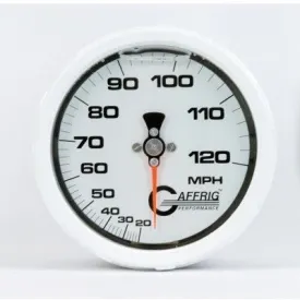 GAFFRIG PART #4604 4 INCH 120 MPH LIQUID FILLED WHITE SPEEDOMETER GAUGE HEAD ONLY