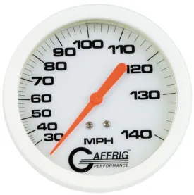 GAFFRIG PART #4806 3 3/4 INCH 140 MPH LIQUID FILLED WHITE SPEEDOMETER GAUGE HEAD ONLY