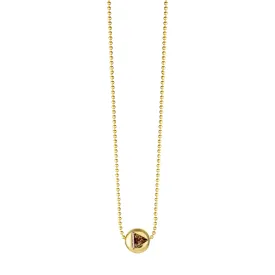 Gold Ball with Champagne Diamond on Ball Chain Necklace