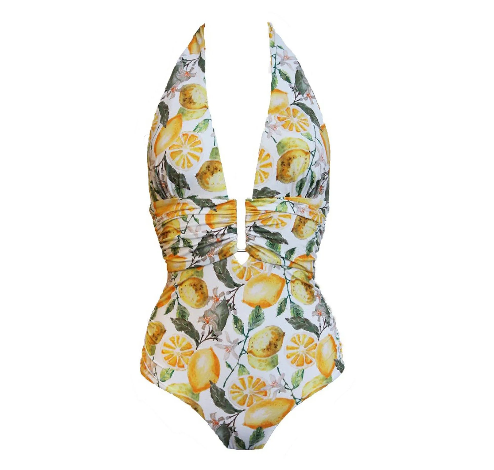 Gold detail multi-tie swimsuit [Lemon]