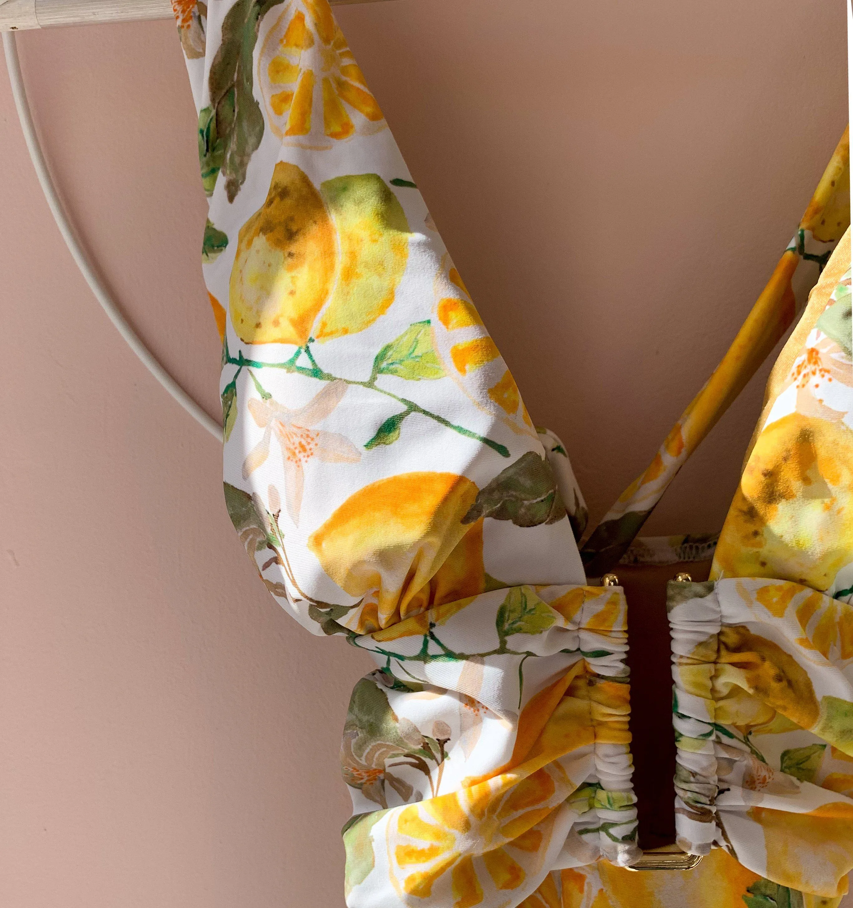 Gold detail multi-tie swimsuit [Lemon]