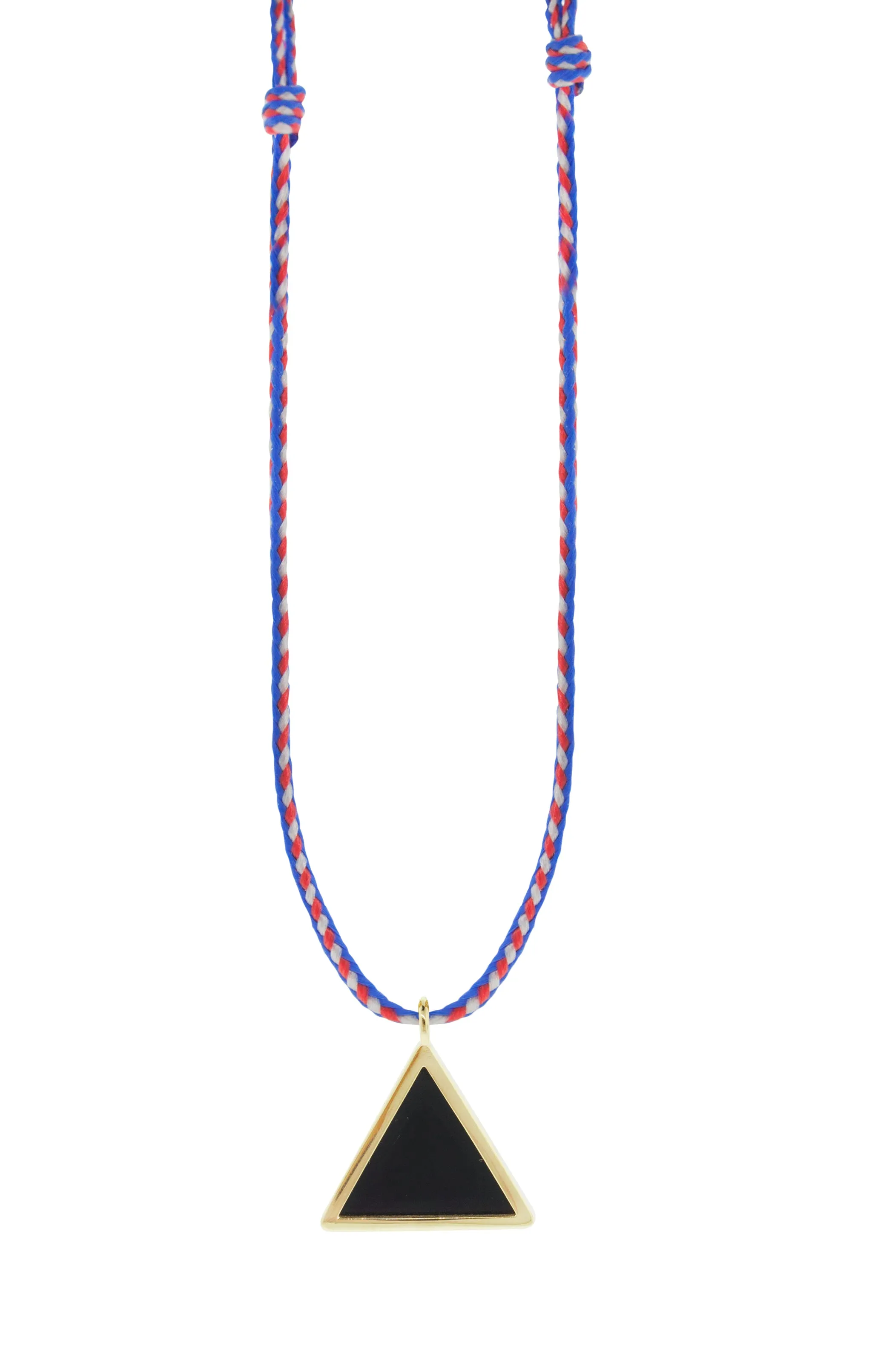 Gold Onyx Triangle Pendant on Adjustable Cord Necklace