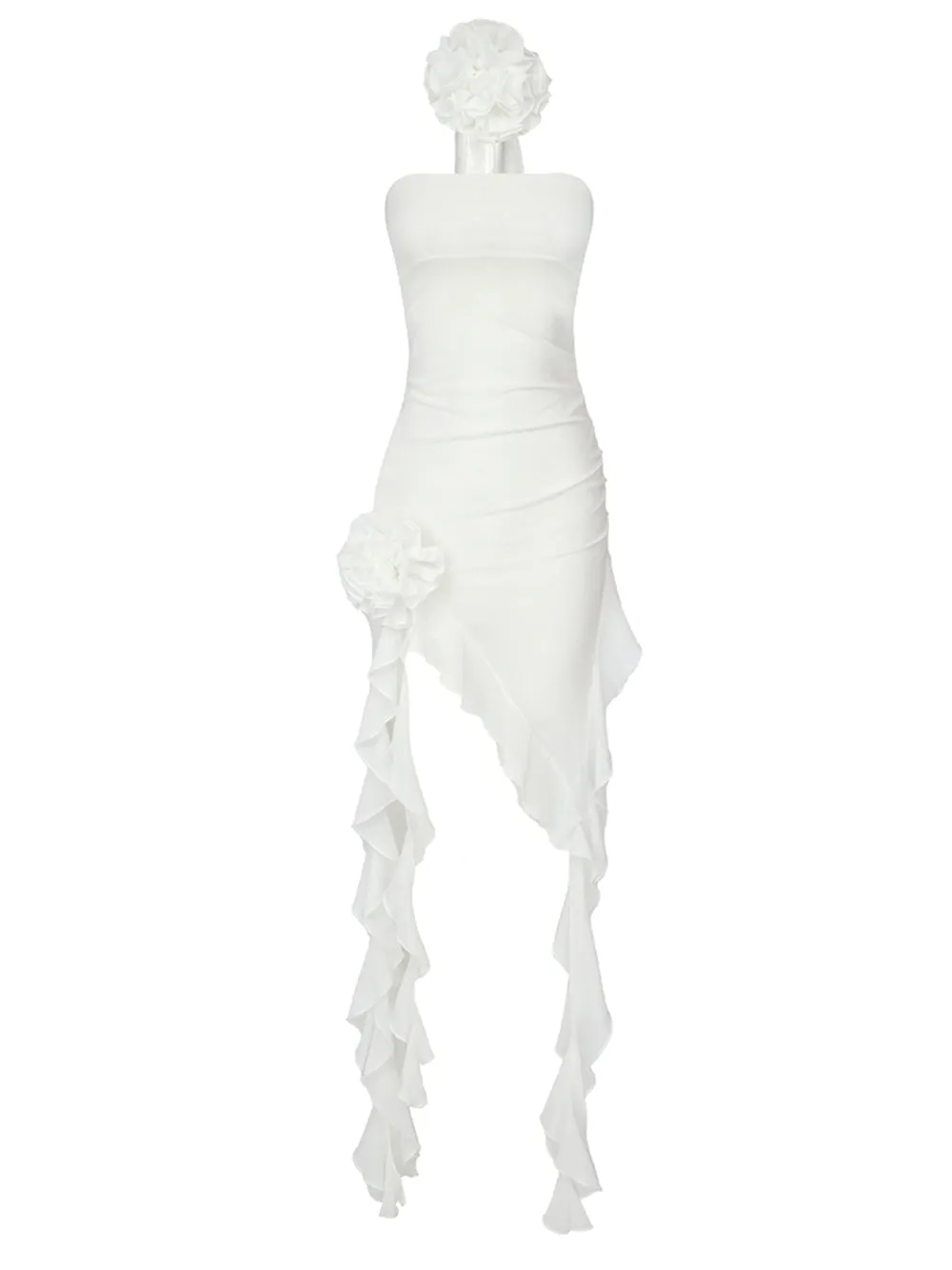 GOTA Ruffle Dress in White