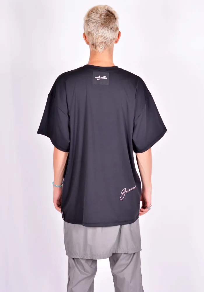 GUACAMOLE 20-2007-BLK RASH GUARD/HALF OVERSIZE T-SHIRT BLACK