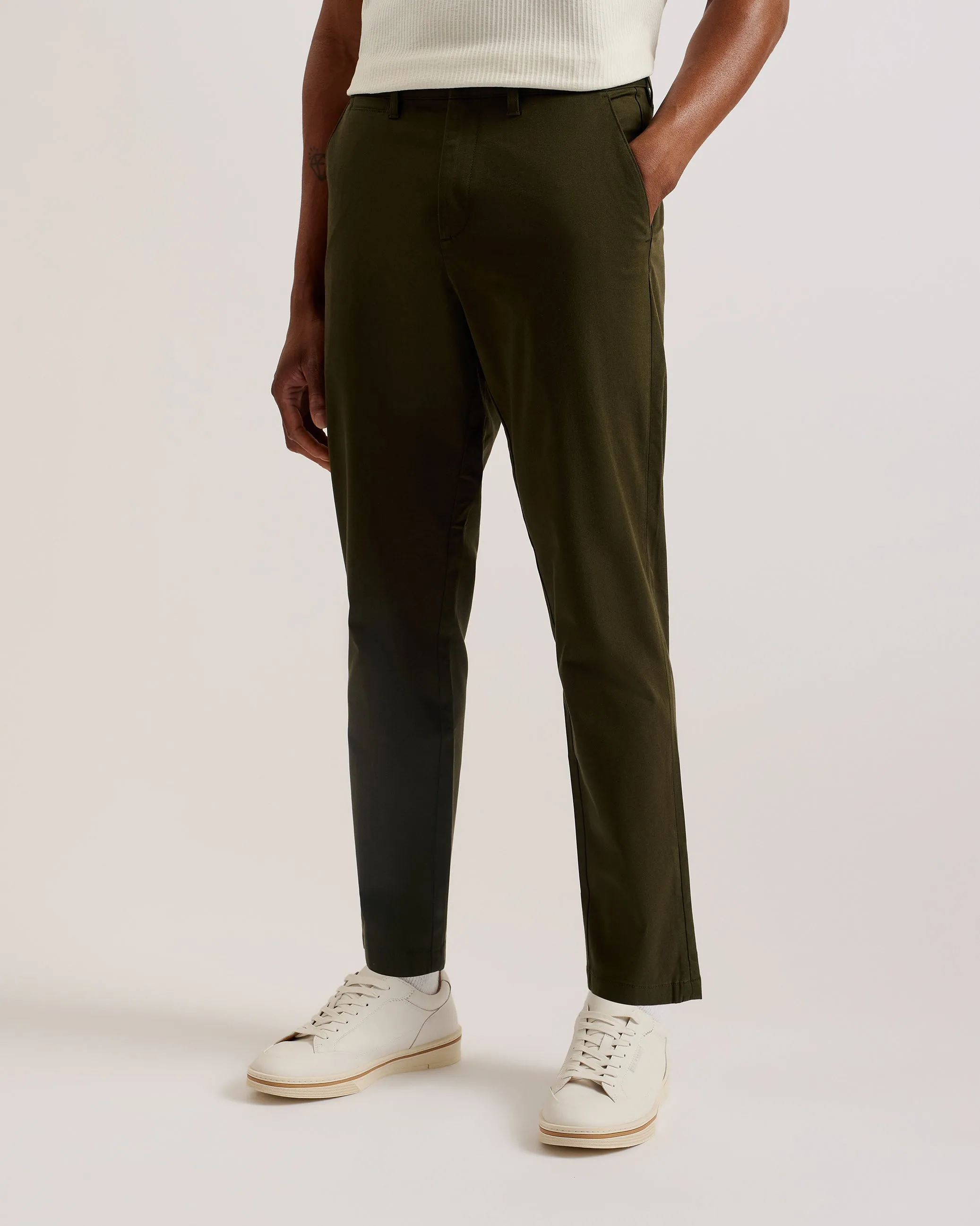 Haybrn Regular Fit Textured Chino Trouser Khaki