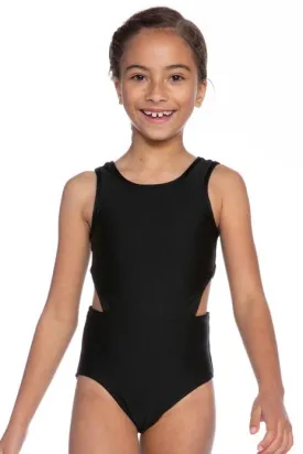 High Shine Cutout One Piece Swimsuit - Black