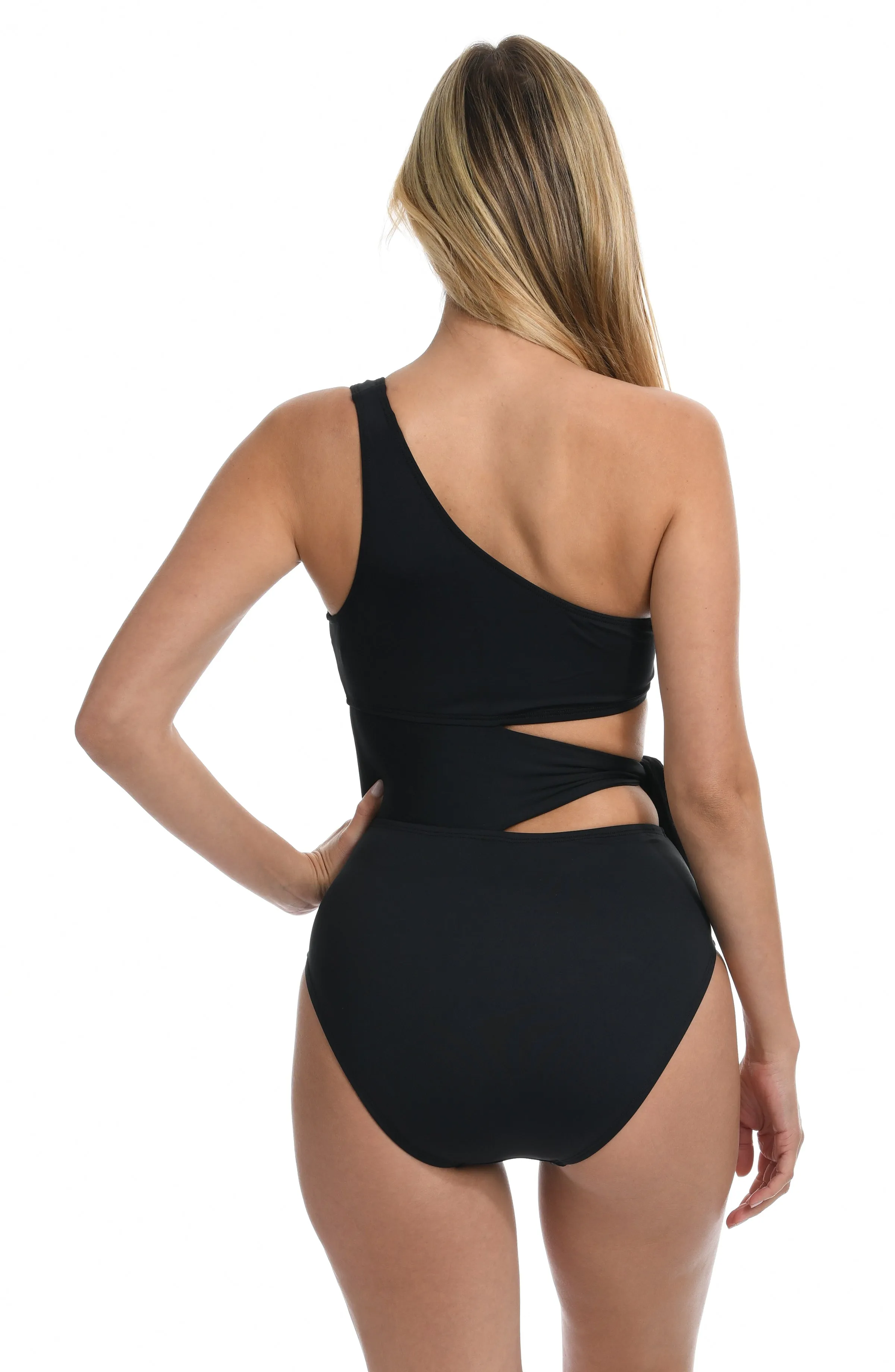 Island Goddess Cutout One Shoulder One Piece - Black - FINAL SALE