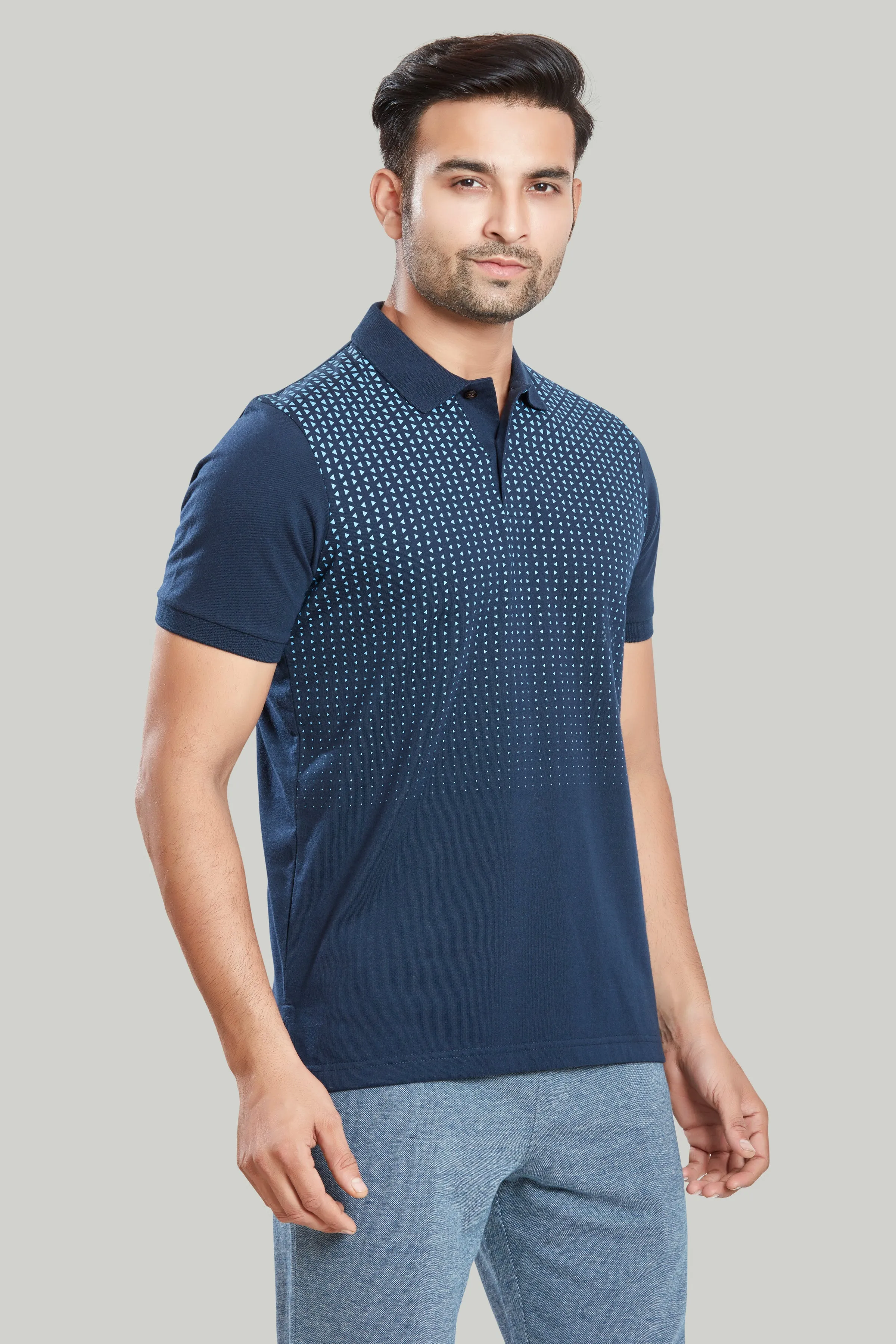 Jersey Triangle Print Polo