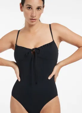 Jetset Gathered Front One Piece - Black