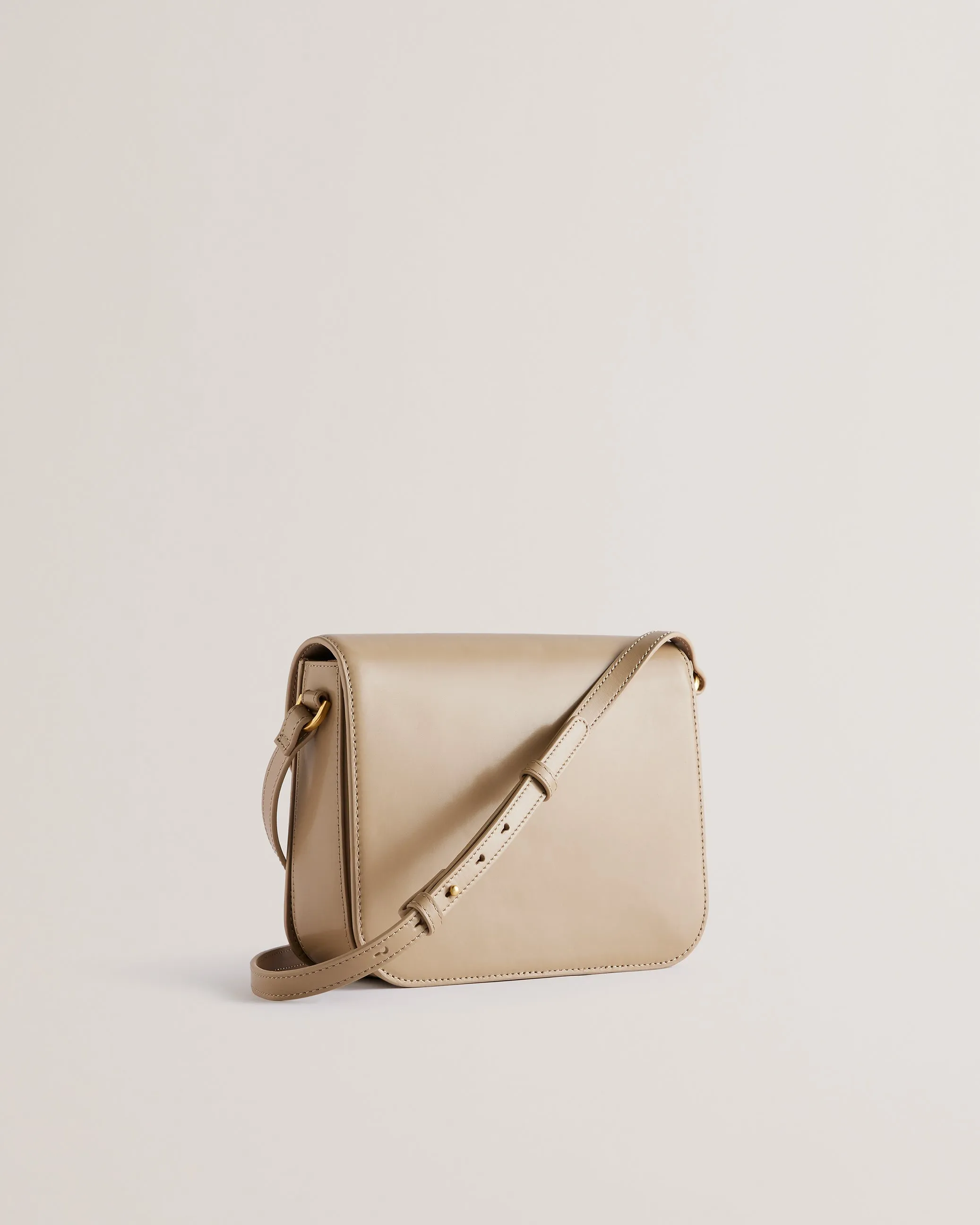 Kkayli Polished Leather Satchel Bag Taupe