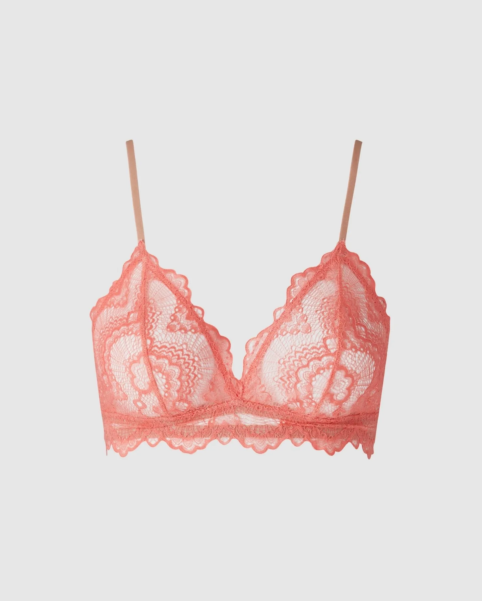 Lace Triangle Bralette Coral/Sand