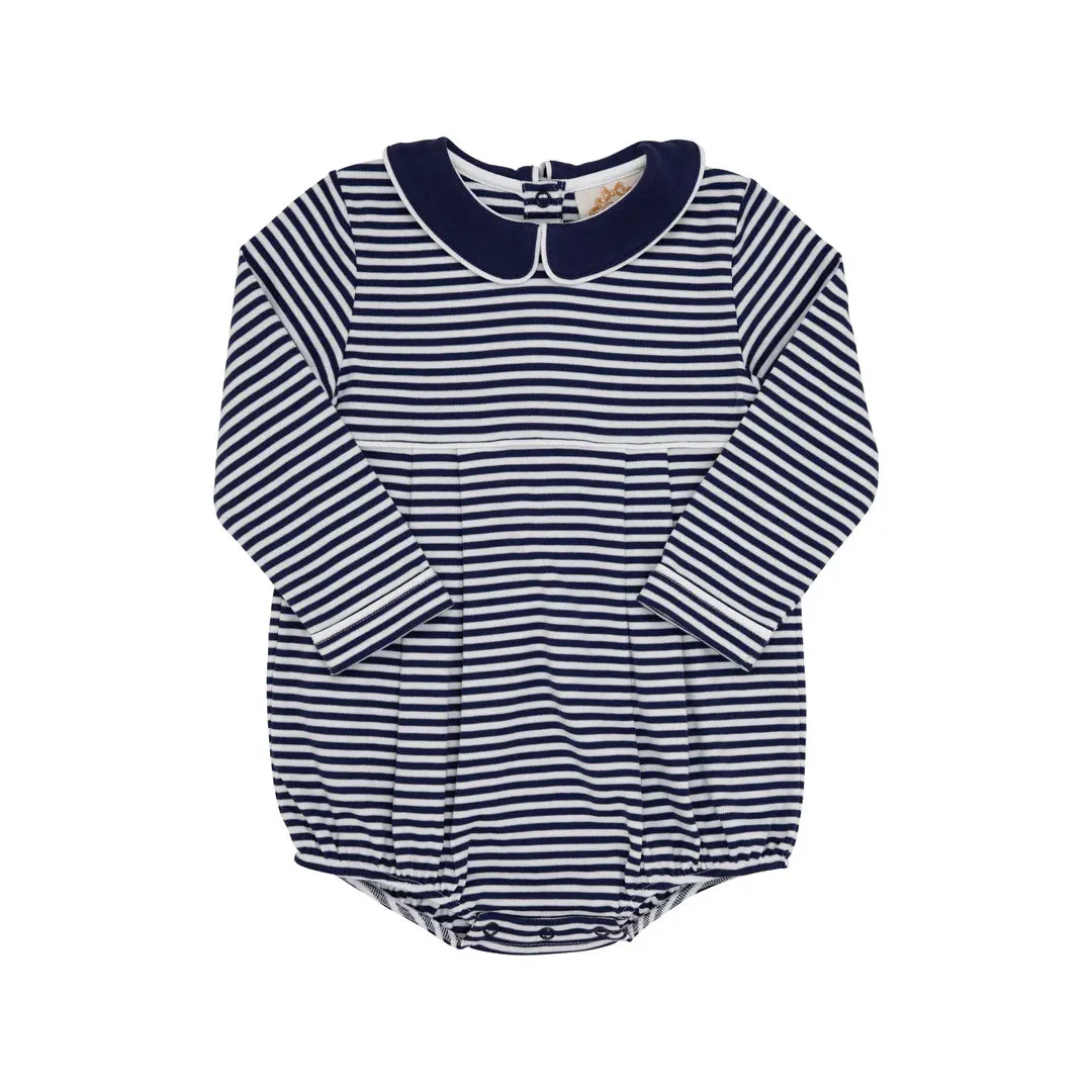 Long Sleeve Bradford Bubble-Nantucket Navy Stripe, Nantucket Navy/Worth Avenue White