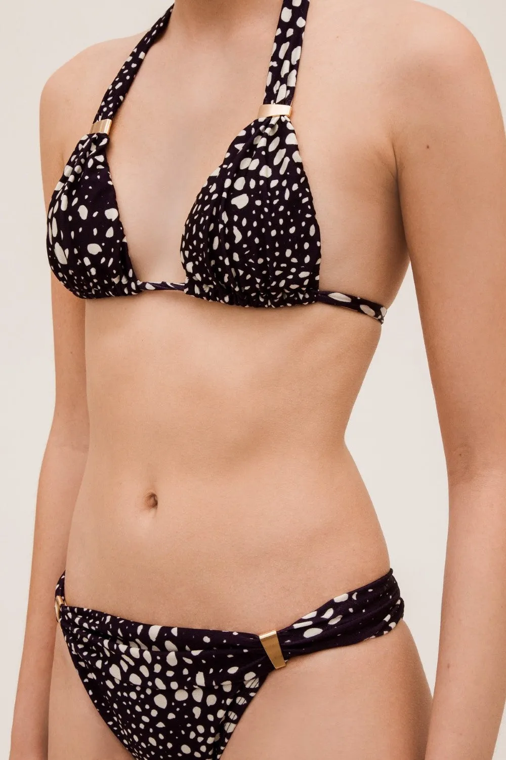 Marine Pois Long Triangle Bikini