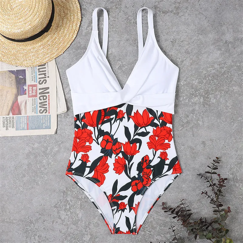 Matching Color One piece Swimsuit