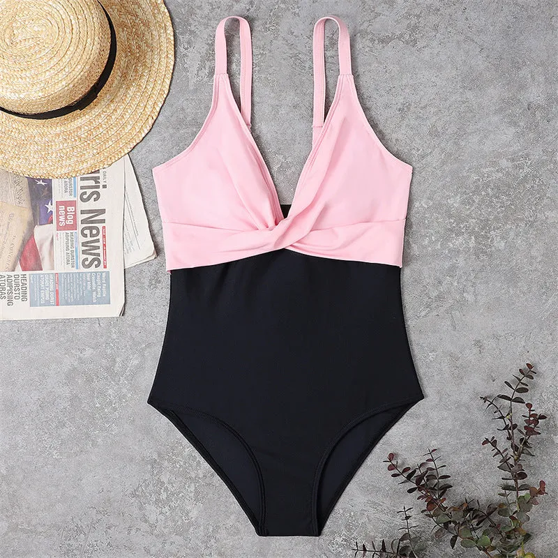 Matching Color One piece Swimsuit