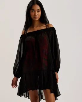 Mylaaa Metallic Thread Bardot Cover Up Black