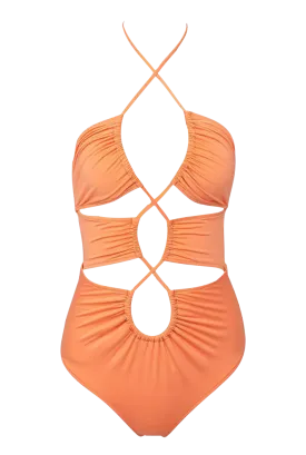 Naomi Orange Cutout One Piece Swimsuit