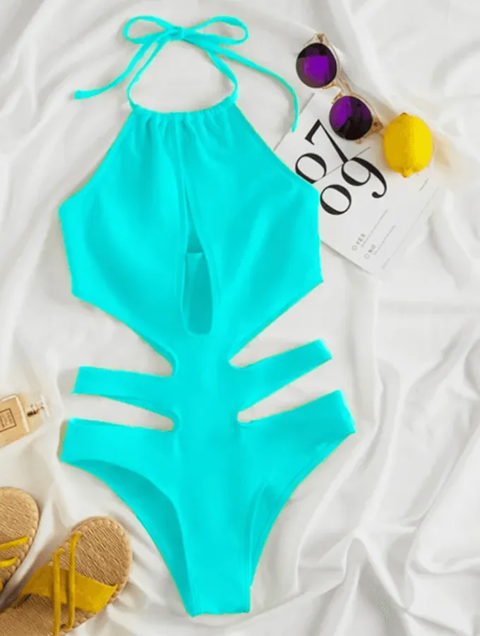 NEON AQUA HOLLOW ONE PIECE