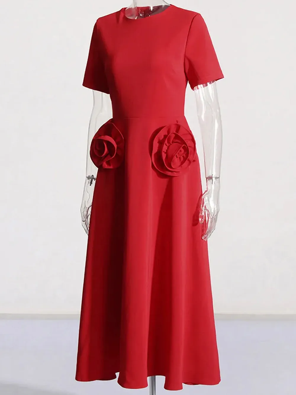 ORCHESTA Roses Midi Dress in Red