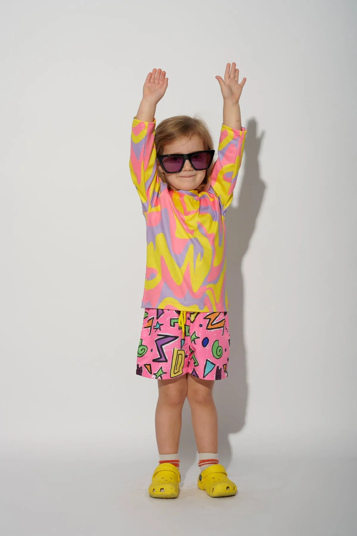 PINK SQUIGGLE PRINT SWIM SHORT